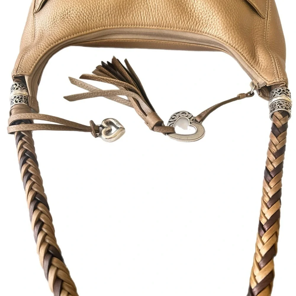 Brighton Barbados Ziptop Hobo bag.  Zinc Pearl color.  Brighton hardware